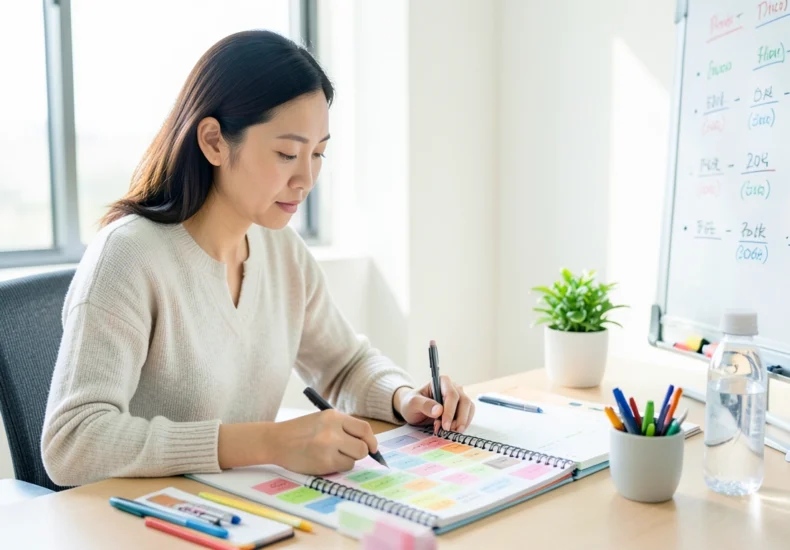professional planning daily schedule with calendar and time blocks
