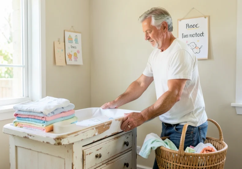 preparingyourhomeforanewbabywithoutoverspending Mindfull Cozy nursery corner with repurposed furniture and simple DIY decorations for new baby on budget